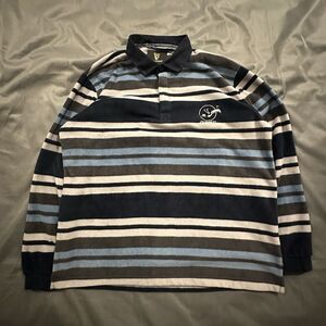 Vintage Guinness Rugby Shirt Mens XL Fleece Long Sleeve Striped Embroidery 90s